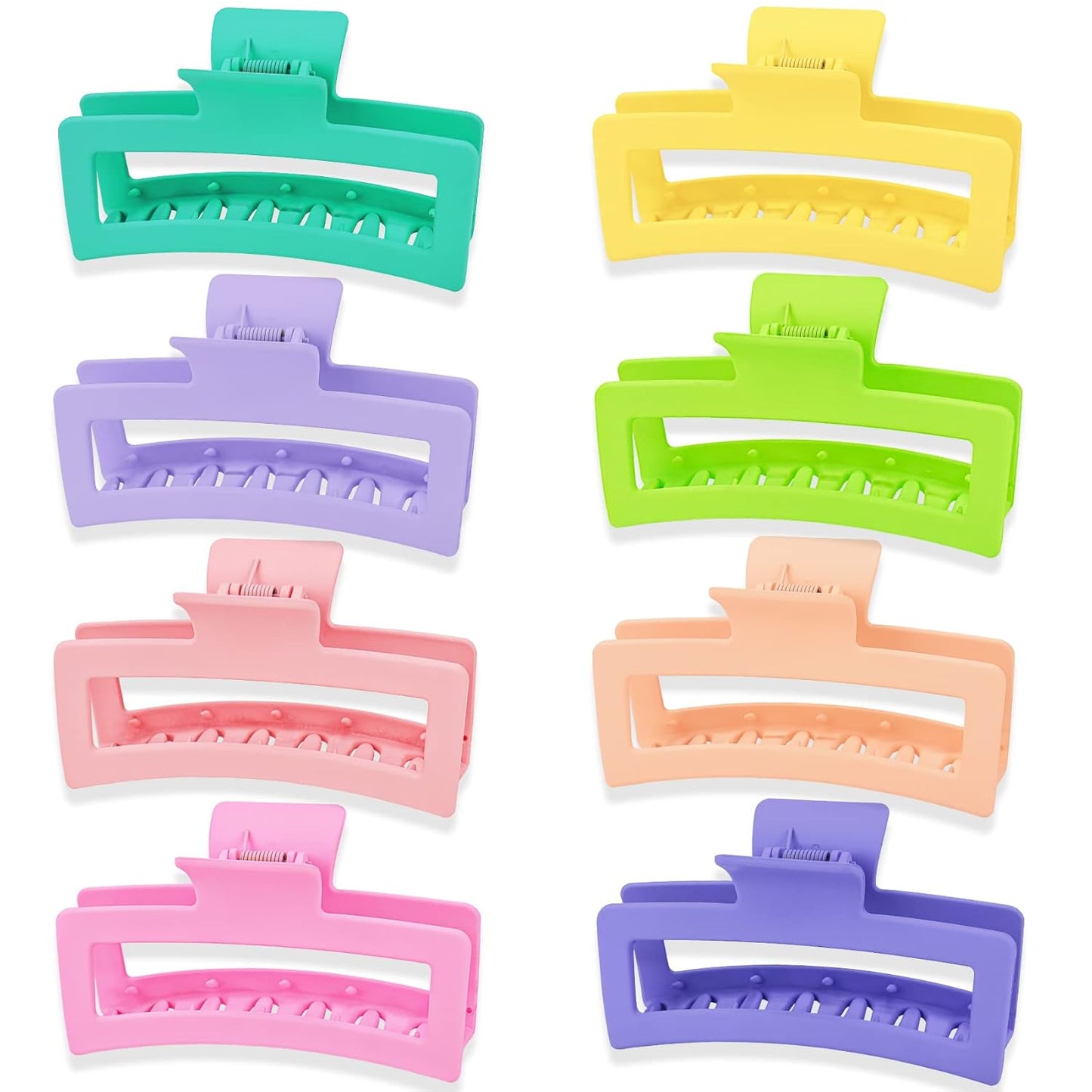 8PCS 5 Inch Extra Large Square Hair Clips, Matte Rectangular Claw Hair Clips for Women Girls, Strong Hold XL Jumbo Hair Clamps, Hair Accessories for Thick Long Curly Hair, 8 Colors