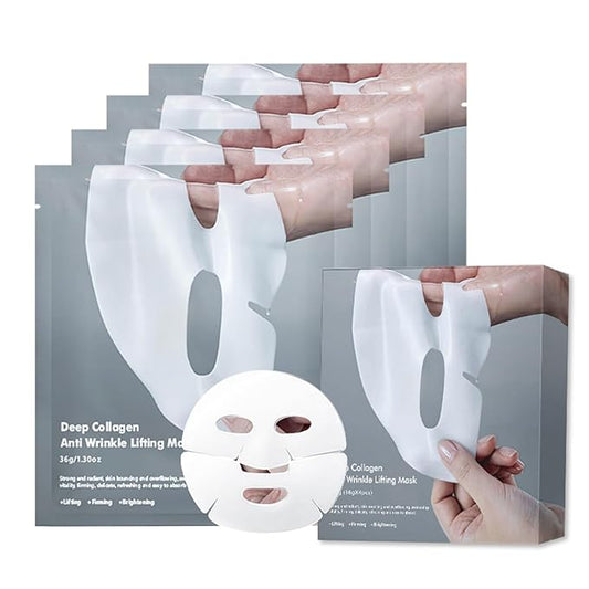 4 Pack Deep Collagen Overnight Mask,Bio-Collagen Real Deep Mask, Skinqueen Korean Collagen Films Deep Collagen Anti Wrinkle Firming Lifting Face Mask