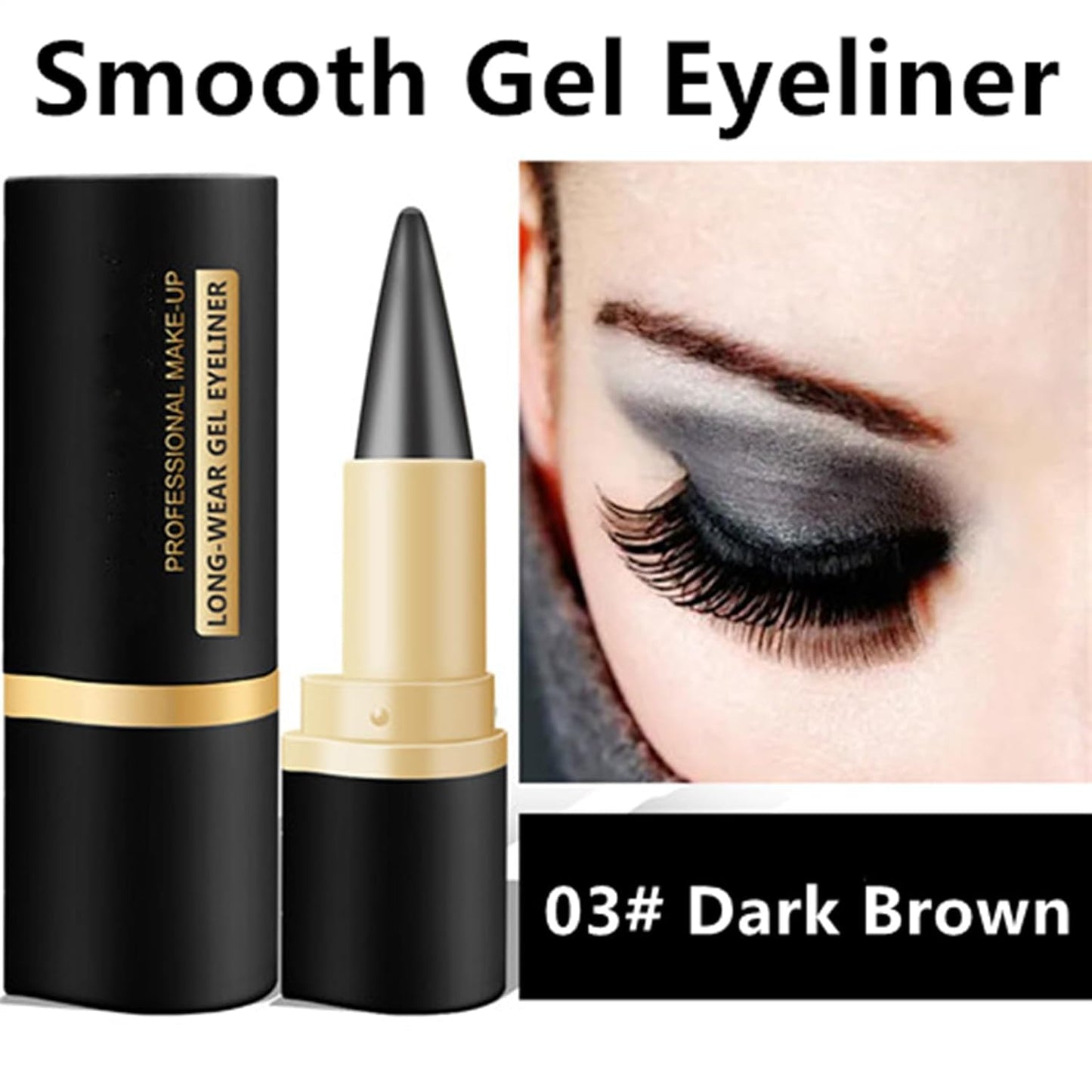 Go Ho Gel Eyeliner Stick,Soft Brown Eye Liner Cream Stick Crayon,Soft Smooth Long Wearing Eyeliner Pen,Eyeshadow Lips Makeup for Women(Brown)