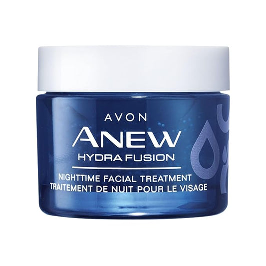 AVON Anew Hydra Fusion Nighttime Facial Treatment 1.7 oz – Hydrating Night Cream with Hyaluronic Acid, Raspberry Antioxidant & Shea Butter Beads – Deep Moisture & Environmental Defense – Rose Scent