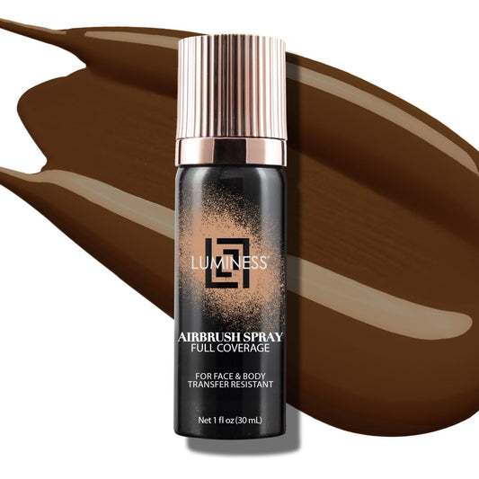 LUMINESS Airbrush Body Coverage - Tattoo Cover Up Makeup - Full Coverage Foundation for Face & Body - Water-Resistant, Long-Wear, Natural Radiant Finish, Deep Rich