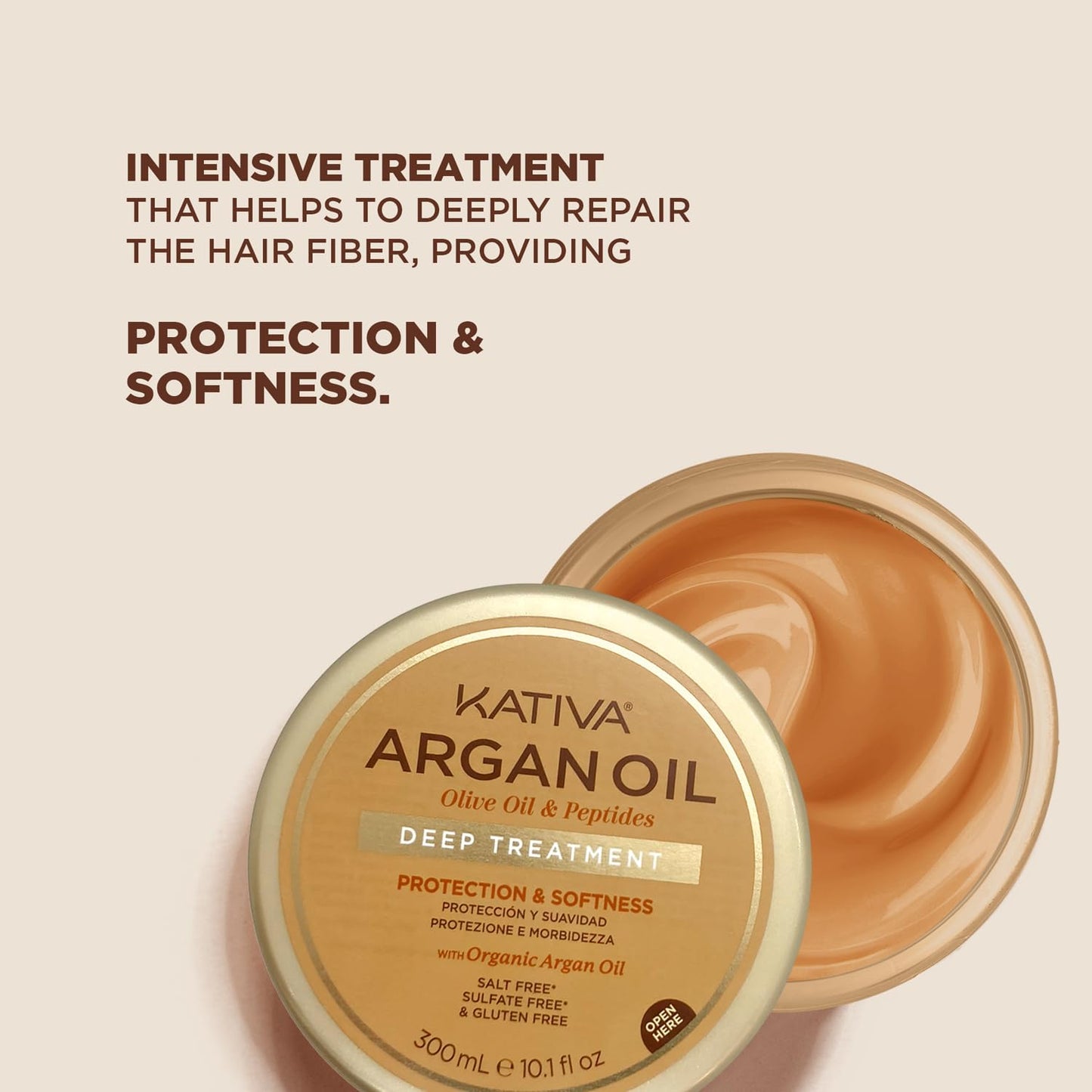 KATIVA BUNDLE 2 TREATMENTS Argan Hair Mask 10 oz – Hair Treatment Deep Repair Conditioning Argan Oil, Olive & Peptides – Deep Conditioning and Hydration for Dry Damaged Hair All Hair Types 10 oz 300ml