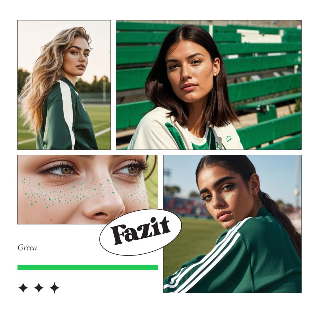 Fazit Makeup Patches - Face Makeup Patches - Beauty Face Makeup - Green Speckles - Waterproof Green Speckles - Temporary Face Green Speckles for Women - 6 Count