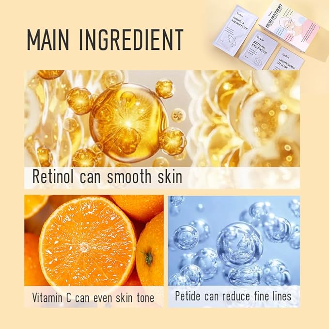 Forehead Wrinkle Patches,Under Eye Patches and Lip Mask 30 PCS. Face Masks Skincare With Retinol Serum For Anti-aging Puffy Eyes and Dark Circles