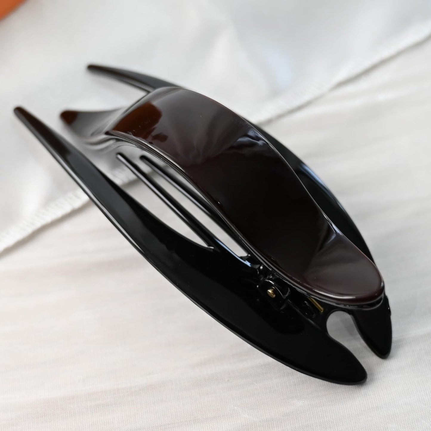 Handmade Celluloid French Design Tortoise Shell Barrettes Side-slide Opening Duck Luxury Fashion Accessories Hair Clip Claw for Women (chocolate)