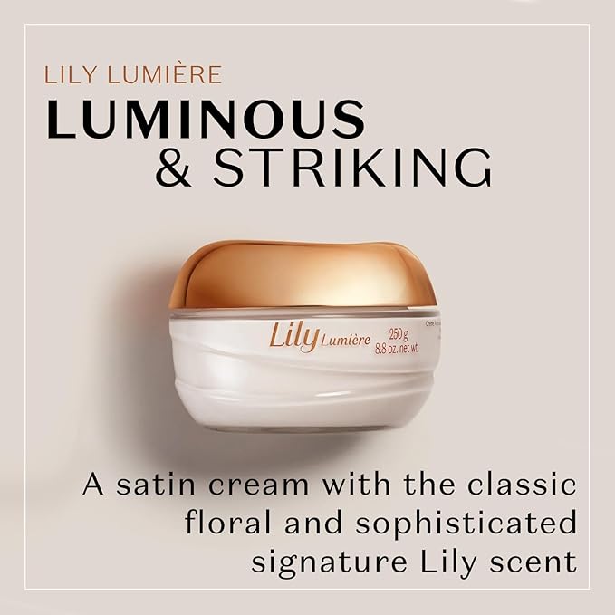 O Boticário Lily Lumiere Satin Cream, Hydrating Body Cream, 24 Hour Fragranced Body Butter for Dry Skin, 8.8 Ounce