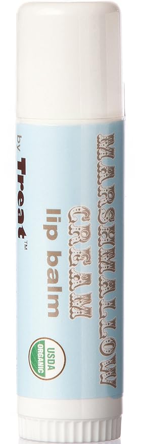 Treat Jumbo Organic Lip Balm, Marshmallow Cream, Cruelty Free .50 Ounces, White