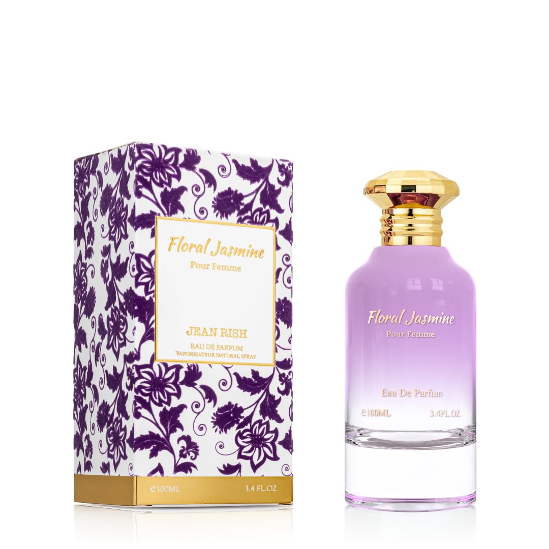 Jean Rish Floral Jasmine Perfume for Women, Eau De Parfum (3.4 Fl Oz / 100ml) with Bergamot, Floral Jasmine & Vanilla Notes - Long Lasting and Luxury Fragrance, Made in USA