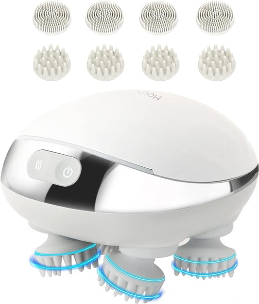 MOUNTRAX 5 in 1 Electric Scalp Massager, Portable Heated Head Hair Massager with 88 Kneading Nodes, 2 Massage Styles, 3 Speed Modes for Hair Growth, Stress Relief and Deep Clean, Gifts for Women Men