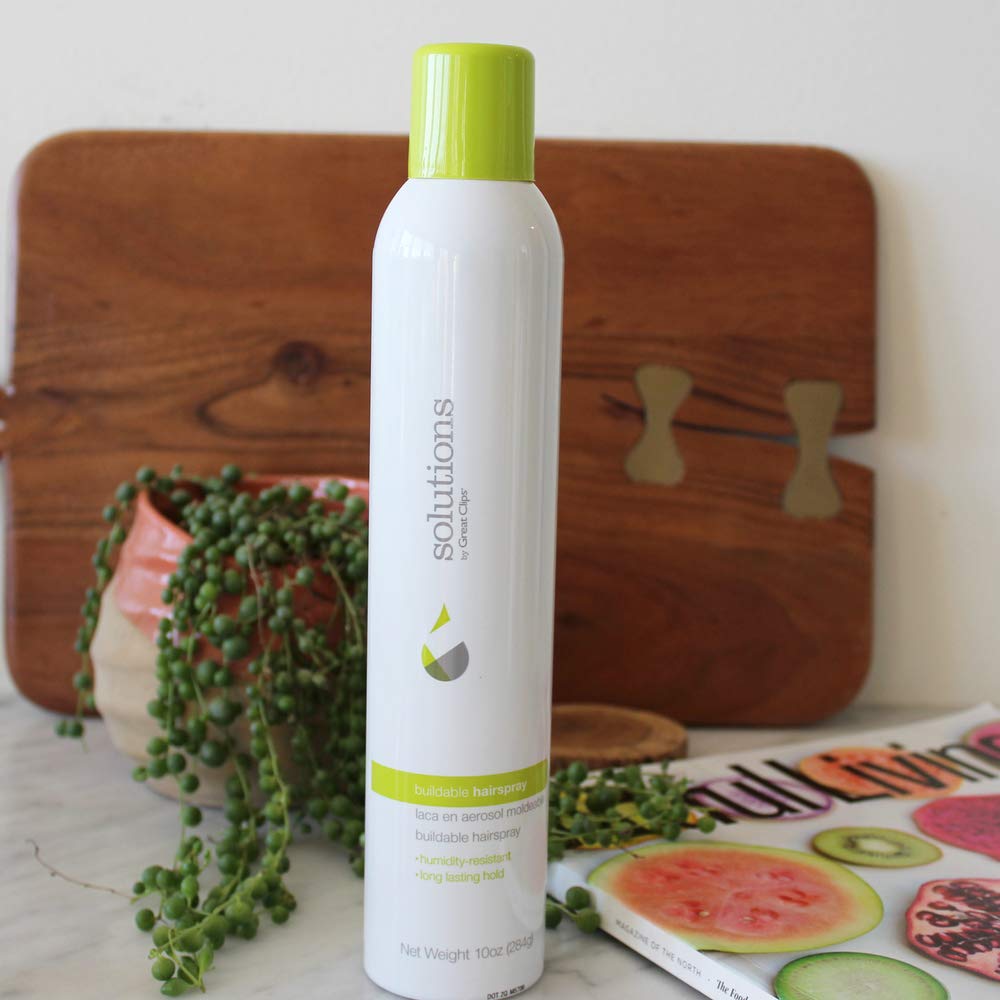 GREAT CLIPS Solutions Buildable Hairspray, 10oz | Protects Against Humidity | Provides Long-Lasting Hold & Shine | For All Hair Types