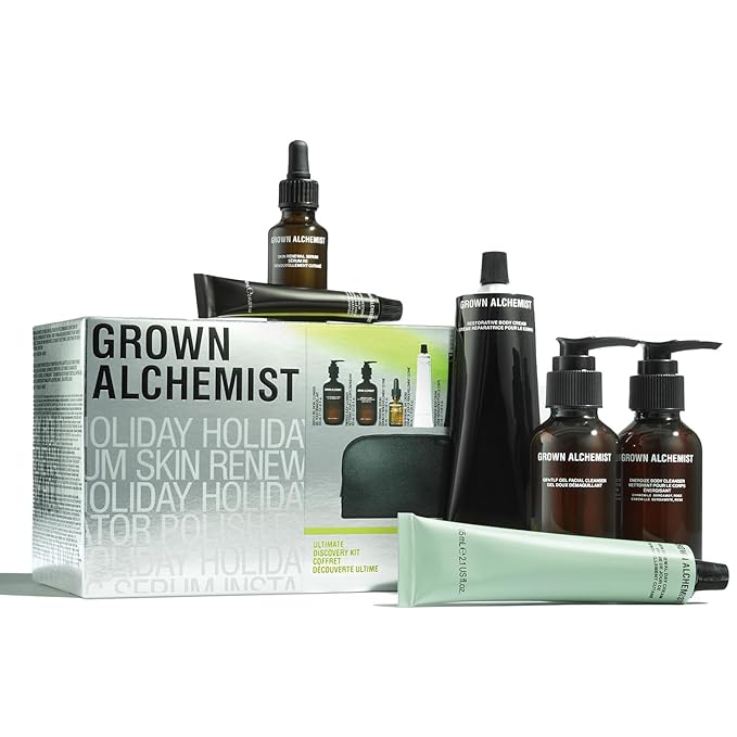 Grown Alchemist Ultimate Discovery Kit, Limited Edition Gift & Value Pack: Gentle Gel Cleanser, Energize Body Cleanser, Skin Renewal Serum, Skin Renewal Day Cream, Restorative Body Cream