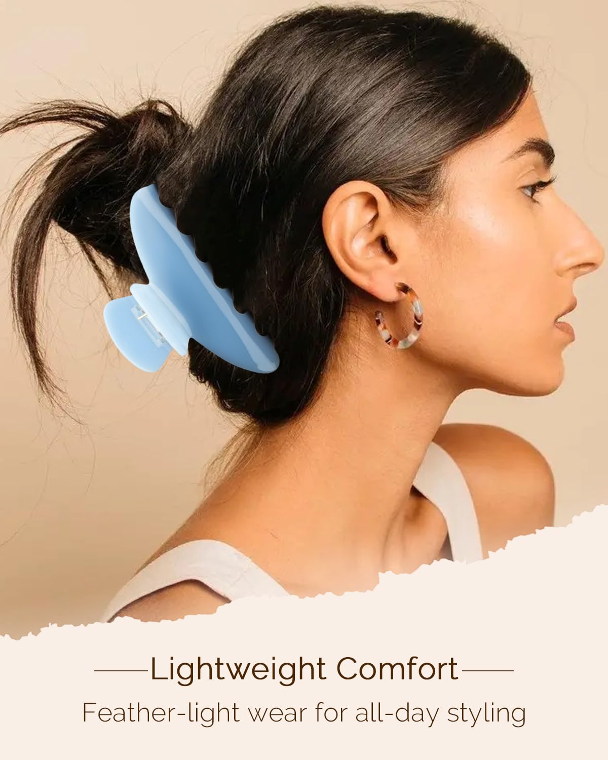 MAORULU Cute Claw Clip for Women – 4'' Large Acetate Hair Clips for Thick Thin Curly Long Hair, Durable Hair Clamps Non-slip Jaw Clip, Strong Hold, No Hair Damage, Stylish French Design (Blue)