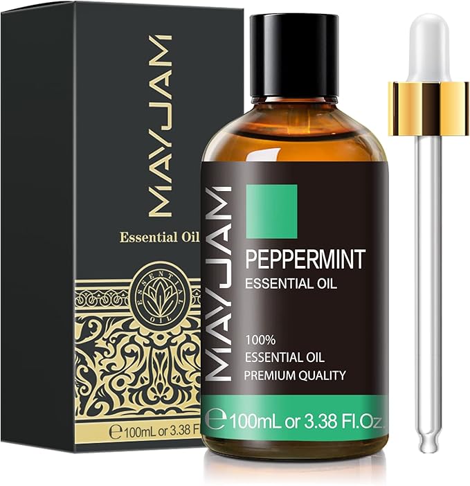 Peppermint Essential Oil, MAYJAM Premium Pure Essential Oils, 3.38FL.OZ Peppermint Oil for Diffusers Soap Candle Making, Ideal for Home Office Car Yoga Use