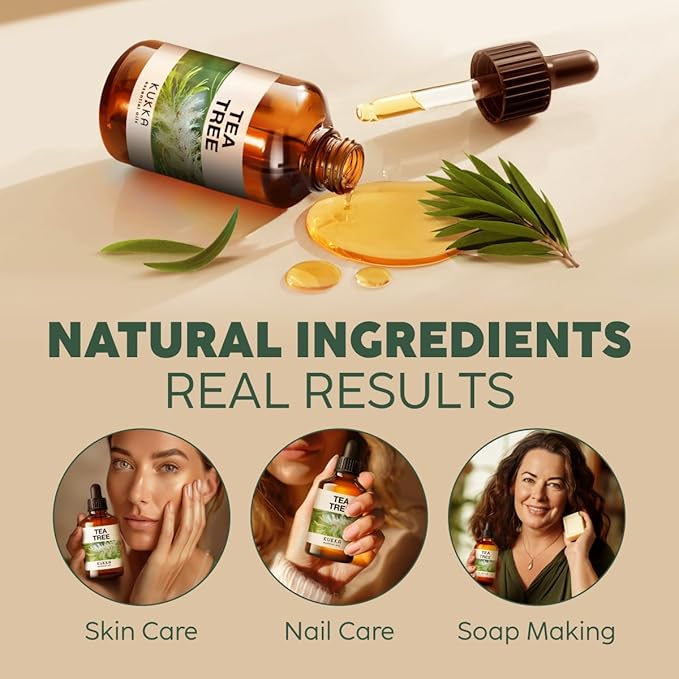 KUKKA essential oils 100% Pure & Natural Tea Tree Oil for Skin, Hair, Toenails, Aromatherapy, & DIY (4 fl oz/118 ml)