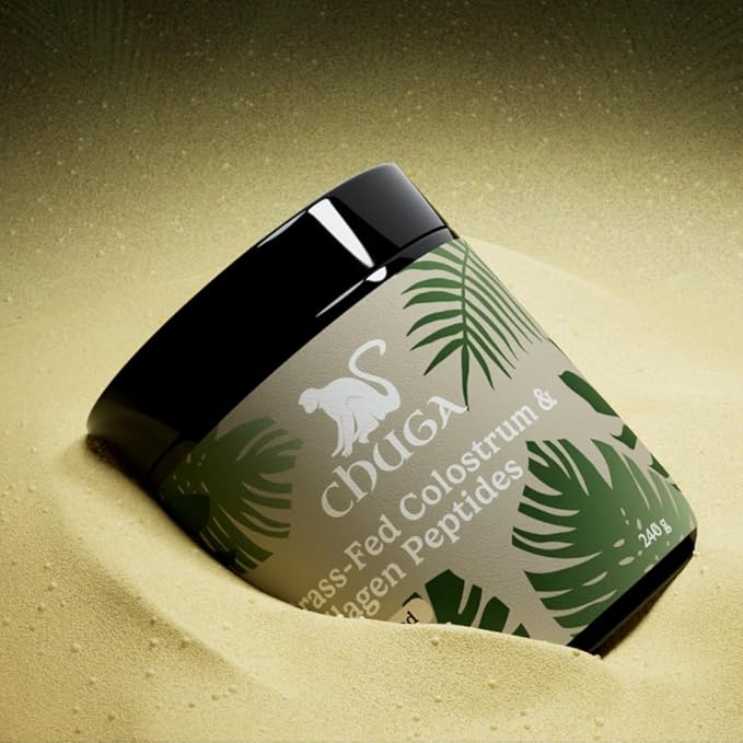 Chuga Grass Fed Colostrum & Collagen Peptides 60 Servings | Enhances Hair & Nails | Glowing Skin | Gut Wall Strengthening