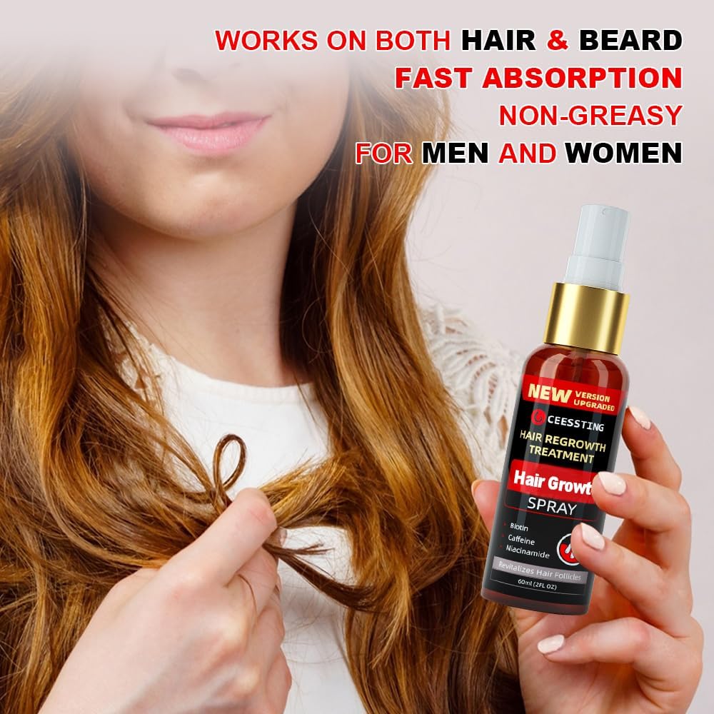 Hair Growth Spray by Ceessting- Biotin, Caffeine and Niacinamide - Anti-Hair Loss for Thinning Hair -Hair Regrowth Treatment for Men and Women- 2 Ounces