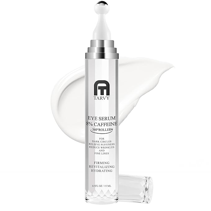 Eye Serum, Under Eye Cream For Dark Circles, 8% Caffeine Eye Serum For Women & Men, Eye Cream Anti Aging With 360° Massage Ball, Eye Cream For Puffiness And Bags Under Eyes, Eye Serum For Fine Lines