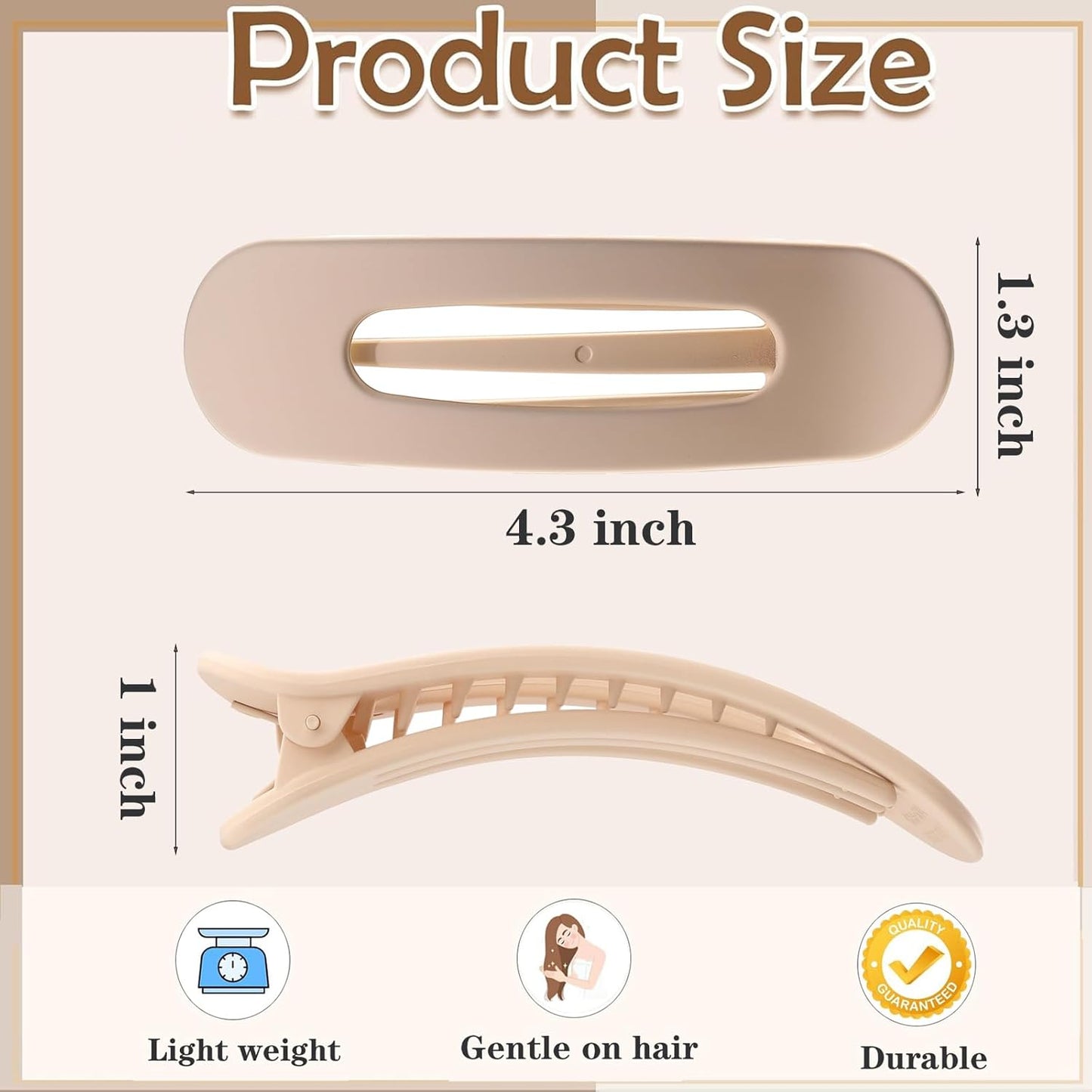 5 PCS Flat Hair Clips, Medium Lay Flat Claw Clips for Women Girls, 2 Styles Stylish Matte Non-slip Hair Claws for Thick Thin Hair(Pink&Purple)