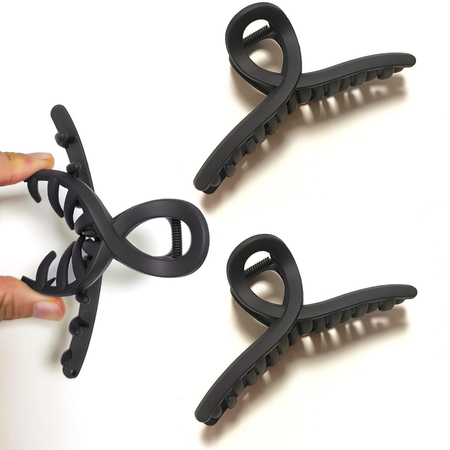 5 Inch Hair Claw Clips Large Flexible Silicone Unbreakable Bendable Big Clip Clamp for Thick Hair Women, 2 Pack Black