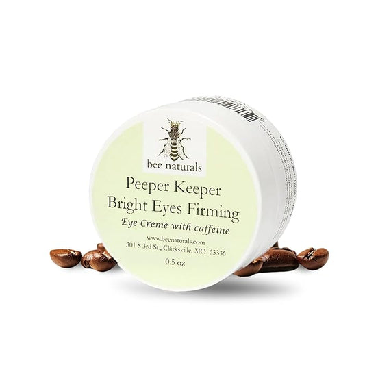Bee Naturals Peeper Keeper Bright Eyes Firming Crème - Caffeine Enriched for Puffy Eye Reduction - Gentle Daily Use After Cleansing - Caution for Caffeine Sensitivity