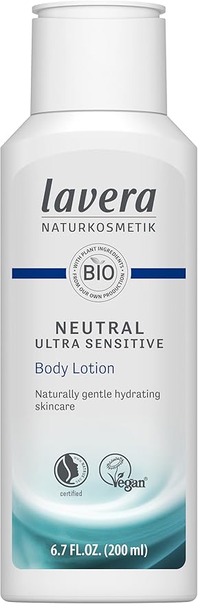 lavera Neutral Body Lotion - organic evening primrose - moisturizing care naturally mild - for sensitive skin - ph-neutral - PETA certified - biodegradable - vegan - natural cosmetics - 6,76 fl.oz.