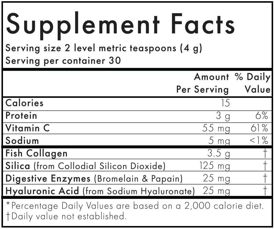 WelleCo The Collagen Elixir, Marine Collagen Peptides Powder with Hyaluronic Acid, Vitamin C, Digestive Enzymes & Silica for Skin, Hair & Nails, Unflavored, 4.23 oz