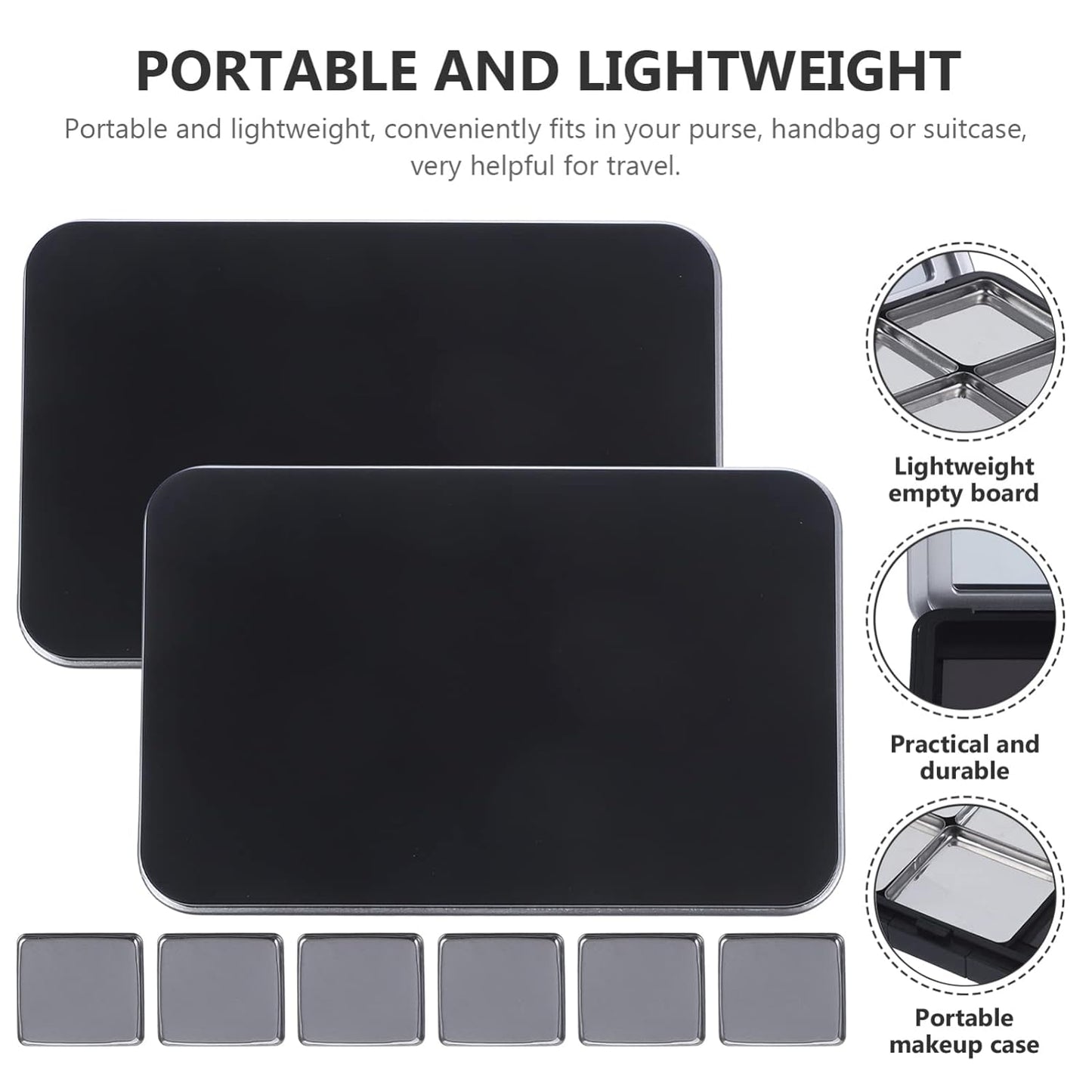 Minkissy Empty Eyeshadow Palette Magnetic Makeup Palette with Mirror Refillable Eyeshadow Palette Empty Lipstick Pallet Empty Eyeshadow Pans for Eyeshadow Lipstick Blush Powder, 2PCS