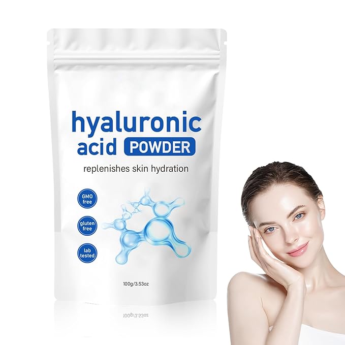 Hyaluronic Acid Powder, Hyaluronic Acid Powder for Skin Care, Low Molecular Weight, Vegan Cosmetic Grade, Water-Soluble Moisturizing Ingredient for DIY Facial Serum & Anti-Aging Skincare