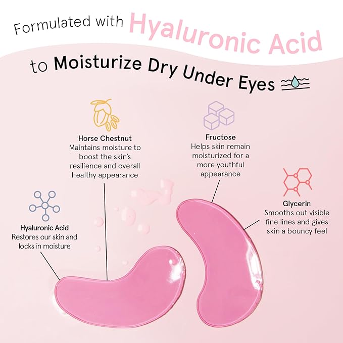 grace & stella Award Winning Under Eye Mask - Reduce Dark Circles, Puffy Eyes, Undereye Bags, Wrinkles - Gel Under Eye Patches - Gifts for Girlfriend - Vegan Cruelty-Free Self Care (48 Pairs, Pink)