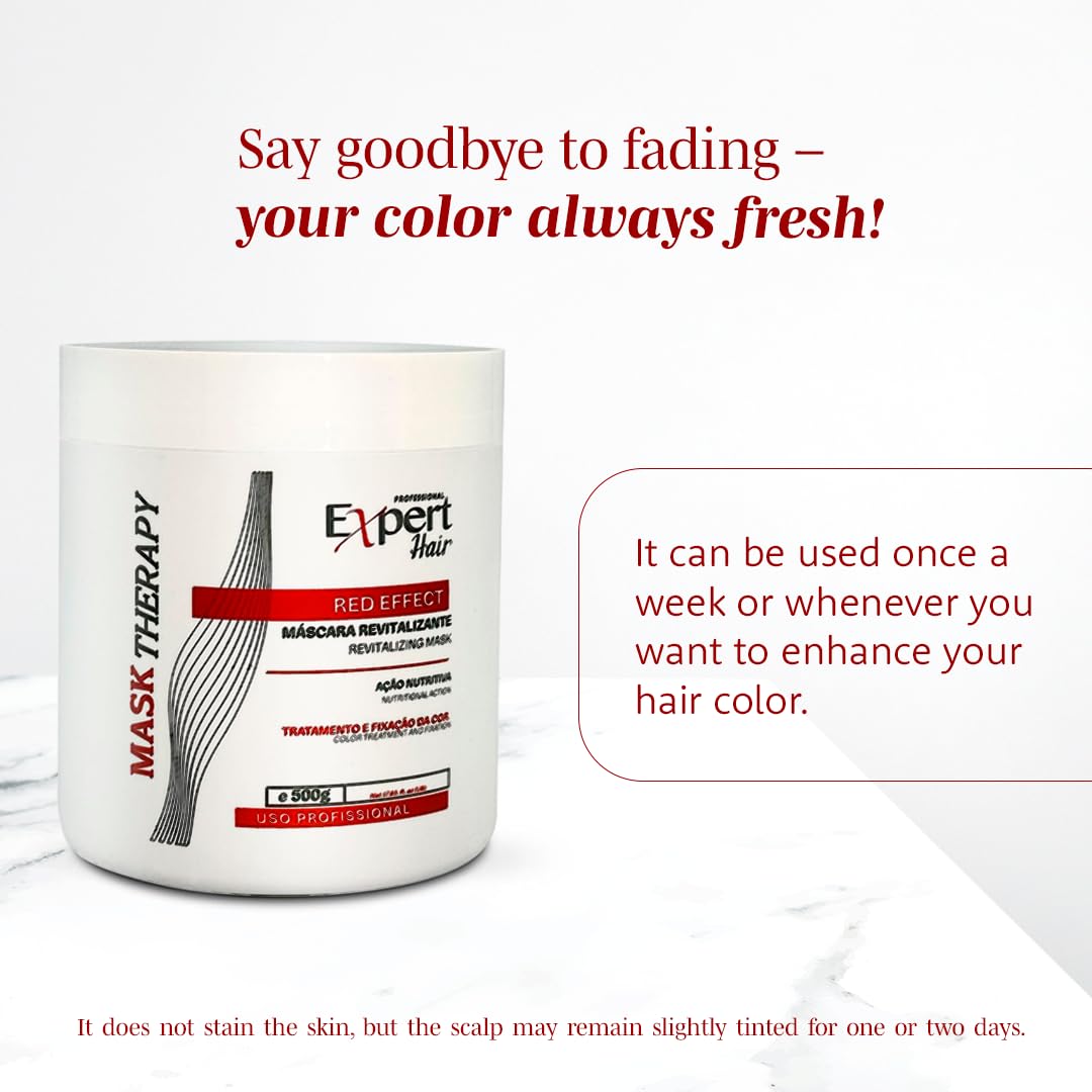 Expert Hair Red Hair Mask (17.63 Fl Oz) - Color Depositing Mask, Nourish and Fix the Color - Toner, Conditioner for Vibrant Hair