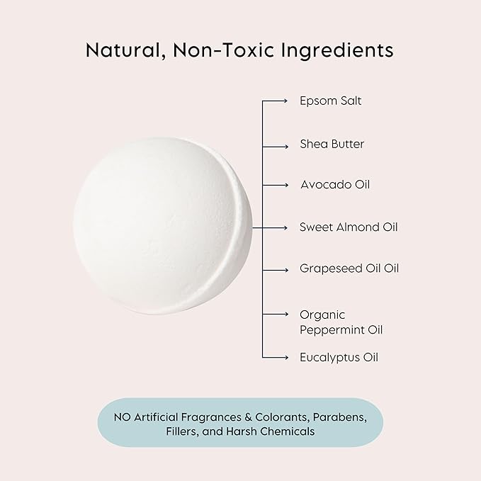 Breathe Bath Bomb, 8 OZ - Large, Handmade with Natural Ingredients, Mineral-Rich Himalayan Salt, Cruelty-Free, Made with Pure Therapeutic Grade Essential Oils