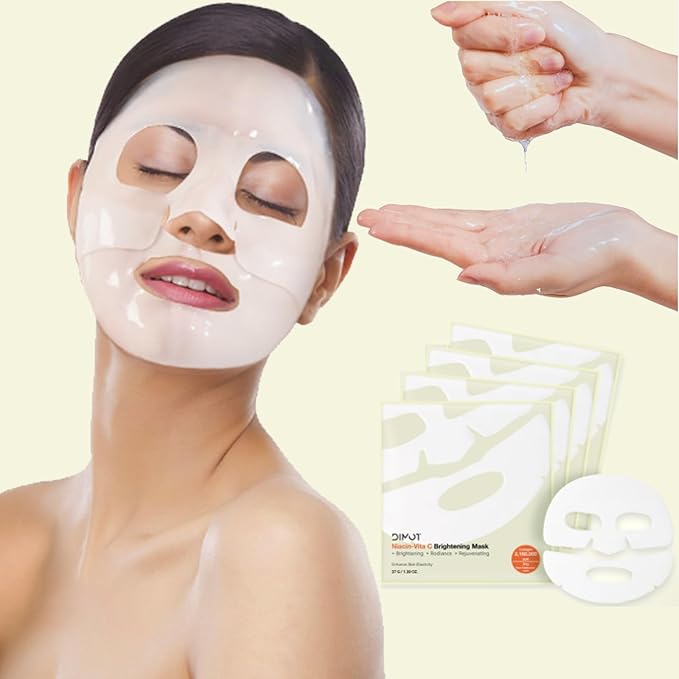 4 PACK Deep Collagen Overnight Mask, Bio-collagen Face Hydrogel Mask Korean Skincare Facial sheet masks for lifting, firming, and Elasticity Improvement (Niacin-Vita C Mask)