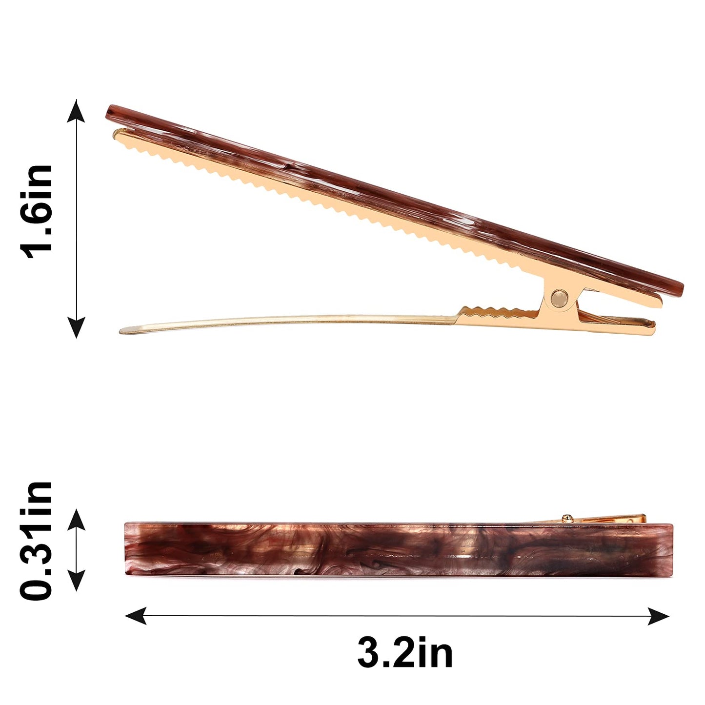 Cobahom 6 Pcs Duckbill Hair Clips Acrylic Resin Hair Clip Metal Duck Teeth Hair Pins Chic Tortoise Shell Hair Barrettes for Thick Hair (3 Coffee Color + 3 Yellow)