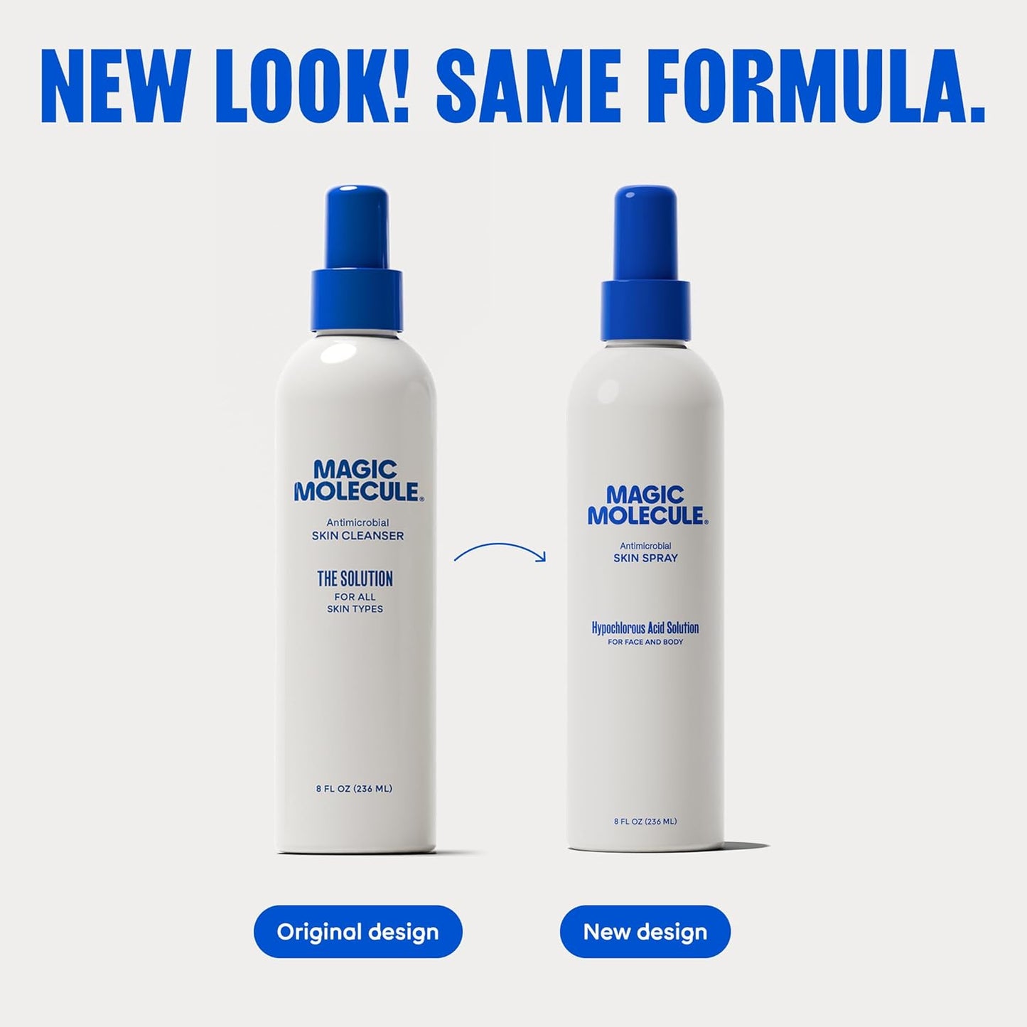 Magic Molecule Skin Cleanser for All Types, Hypochlorous Acid Spray Helps Heal Acne Prone, Eczema and Itchy Rashes and 50 Other Skin Ailments, 8 oz Spray (Pack of 3)