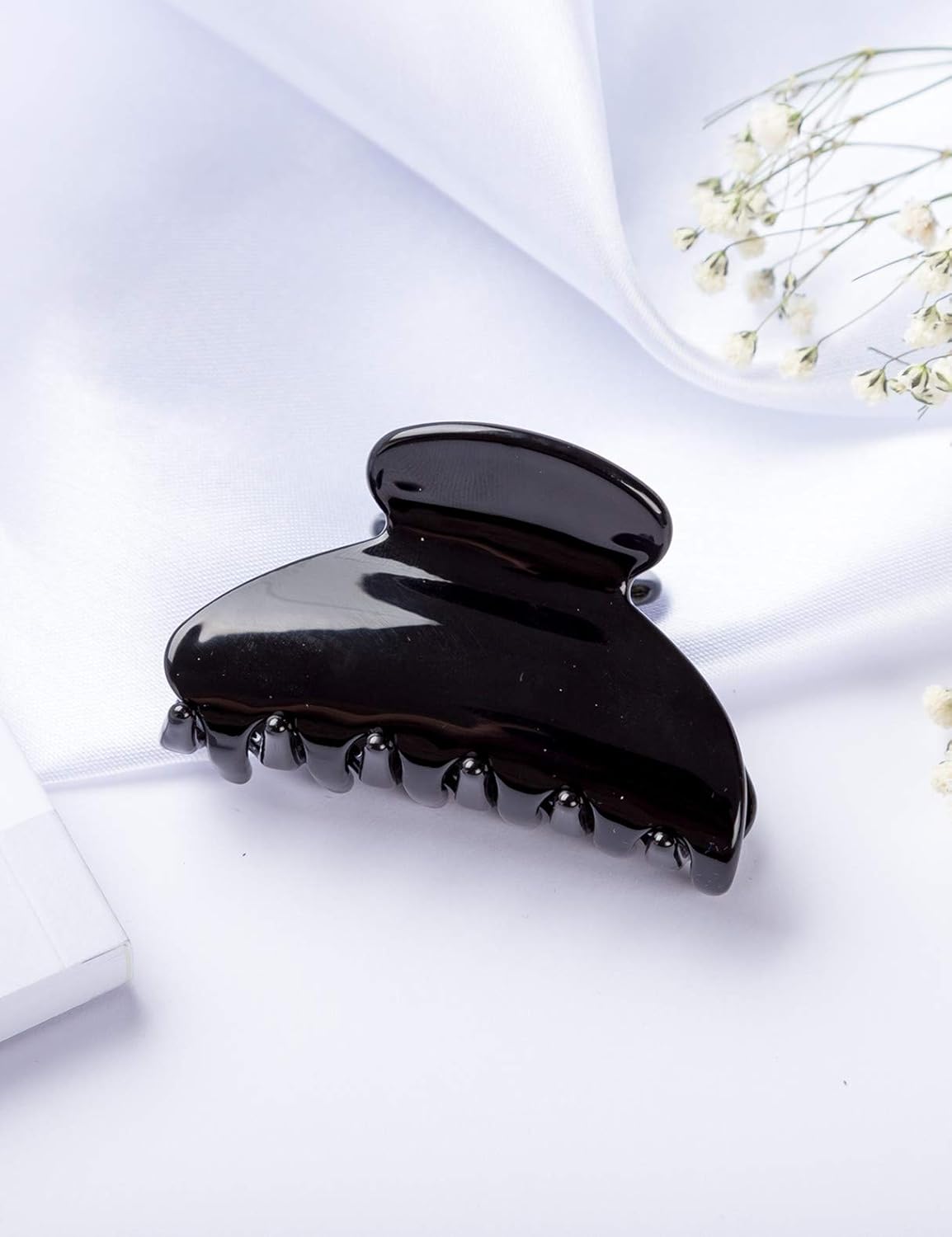 Handmade Celluloid Acetate French Design Barrettes Tortoise Shell Claws Hair Claw Luxury Fashion Accessories Hair Clip for Women (Classic black)