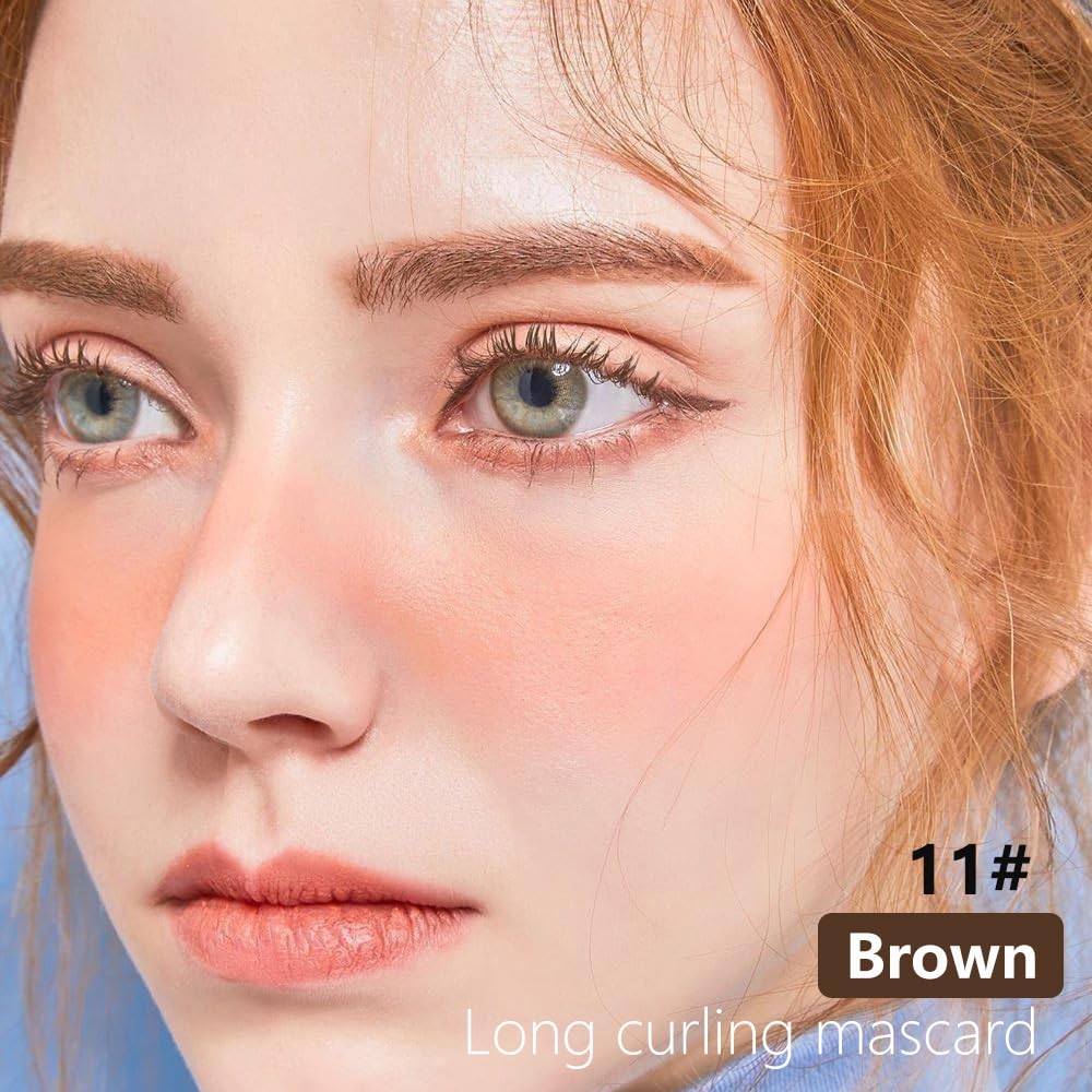 Colored Mascara for Eyelashes, Voluminous Colorful Mascara, Pink Purple Blue Green Red White Black Brown Lash Pack - Lengthening, Defining, Curling, Multiplying Formula (11#-Brown)