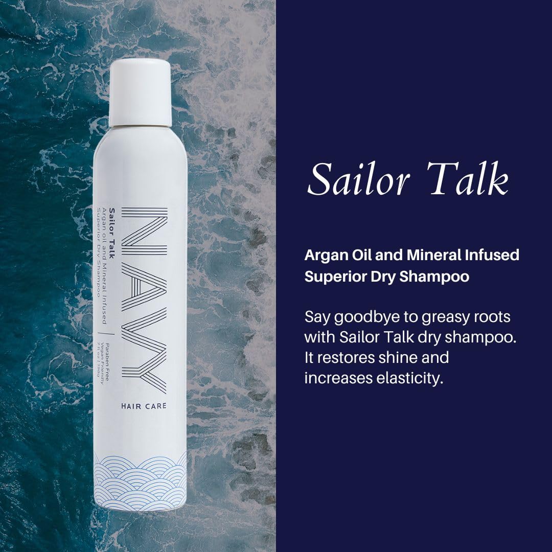 NAVY HAIR CARE Sailor Talk Dry Shampoo | Oil Absorbing and Nourishes Hair with Argan Oil | 7 oz