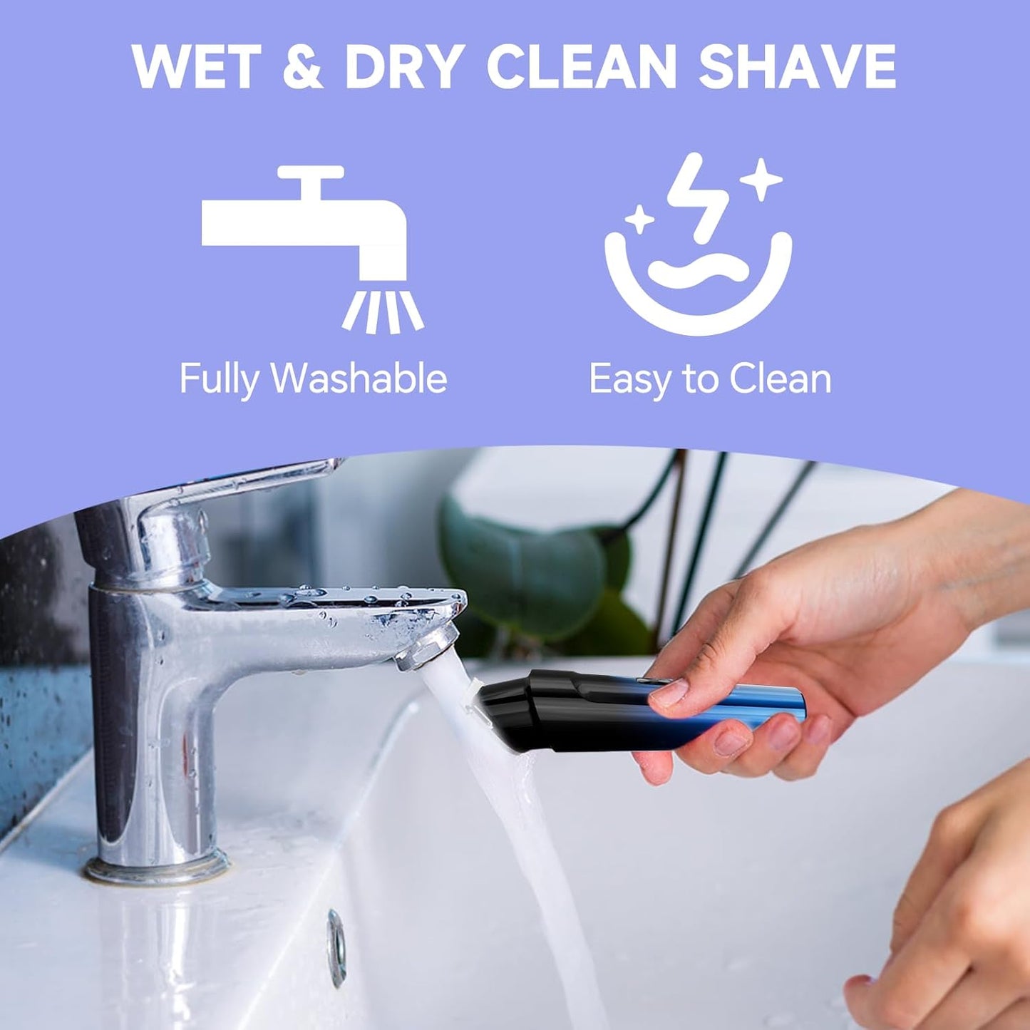 Beard Trimmer for Men, 5-in-1 Cordless Hair Clipper Kit with Foil Razor, Waterproof Body, Nose & Ear Groomer, Precision Trimming for Beard, Hair & Body Care (Blue)