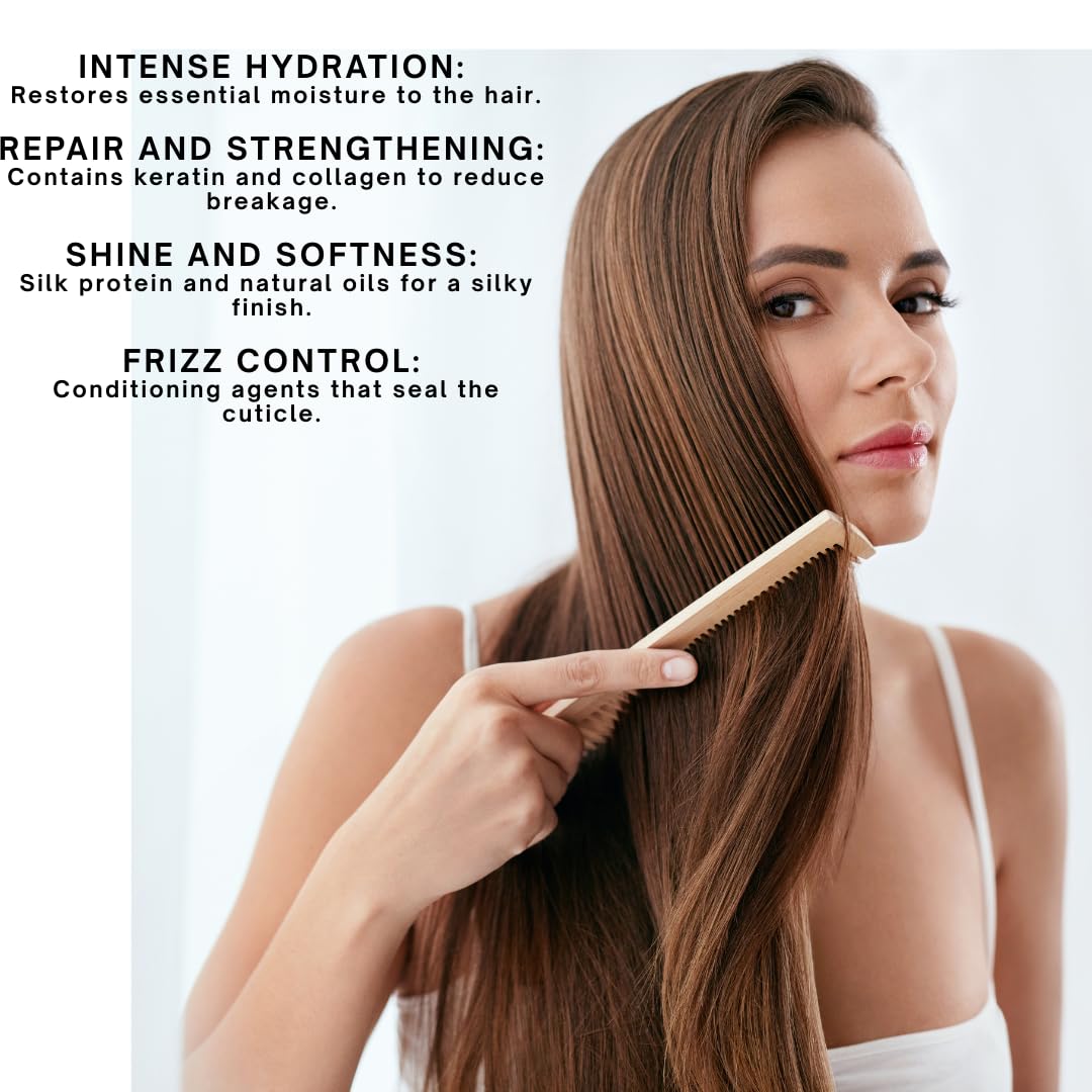 Gold hair mask, treatment deep conditioner for dry damaged hair, enriched with products natural keratin,collagen,argan oil, macadamia & rice protein, repairing hair mask of 16Oz.