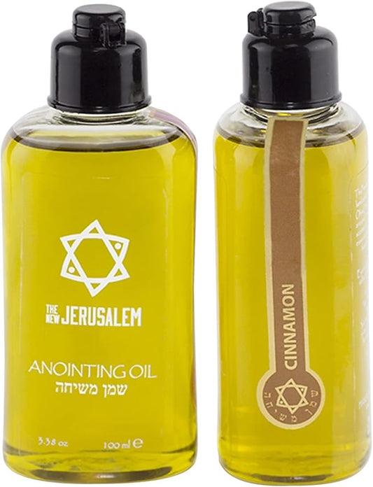 Cinammon Anointing Oil from Israel, Holy Spiritual Oils Bottles from Jerusalem Blessed, Handmade with Natural Ingredients and Blessed for Wedding Ceremony, Religious Use, 3.4 Fl Oz