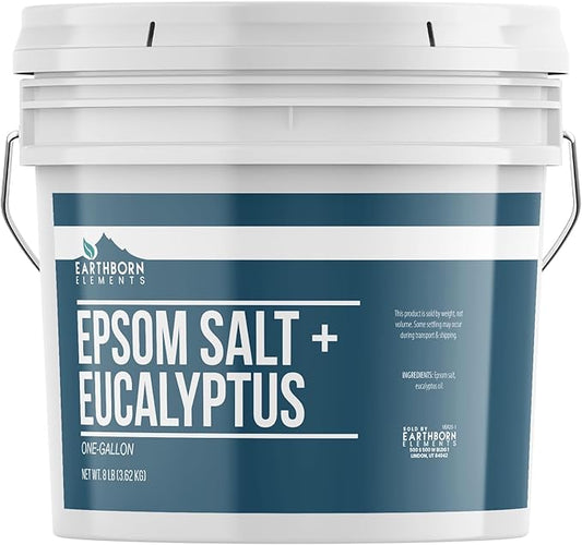 Earthborn Elements Eucalyptus Epsom Salt (1 Gallon), Pure & Undiluted, Soothing Aroma