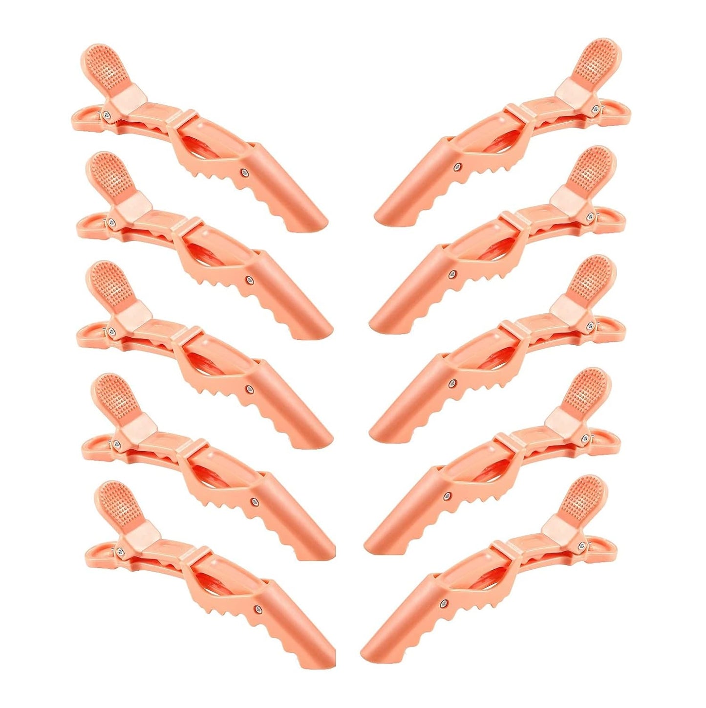 10pcs/set Multicolor Croc Clips Transparent Plastic Hairdresser Clips Hair Styling Sectioning Barrettes Professional Non Slip Alligator Clips Salon DIY Accessories Hairpins (10pcs-Orange)