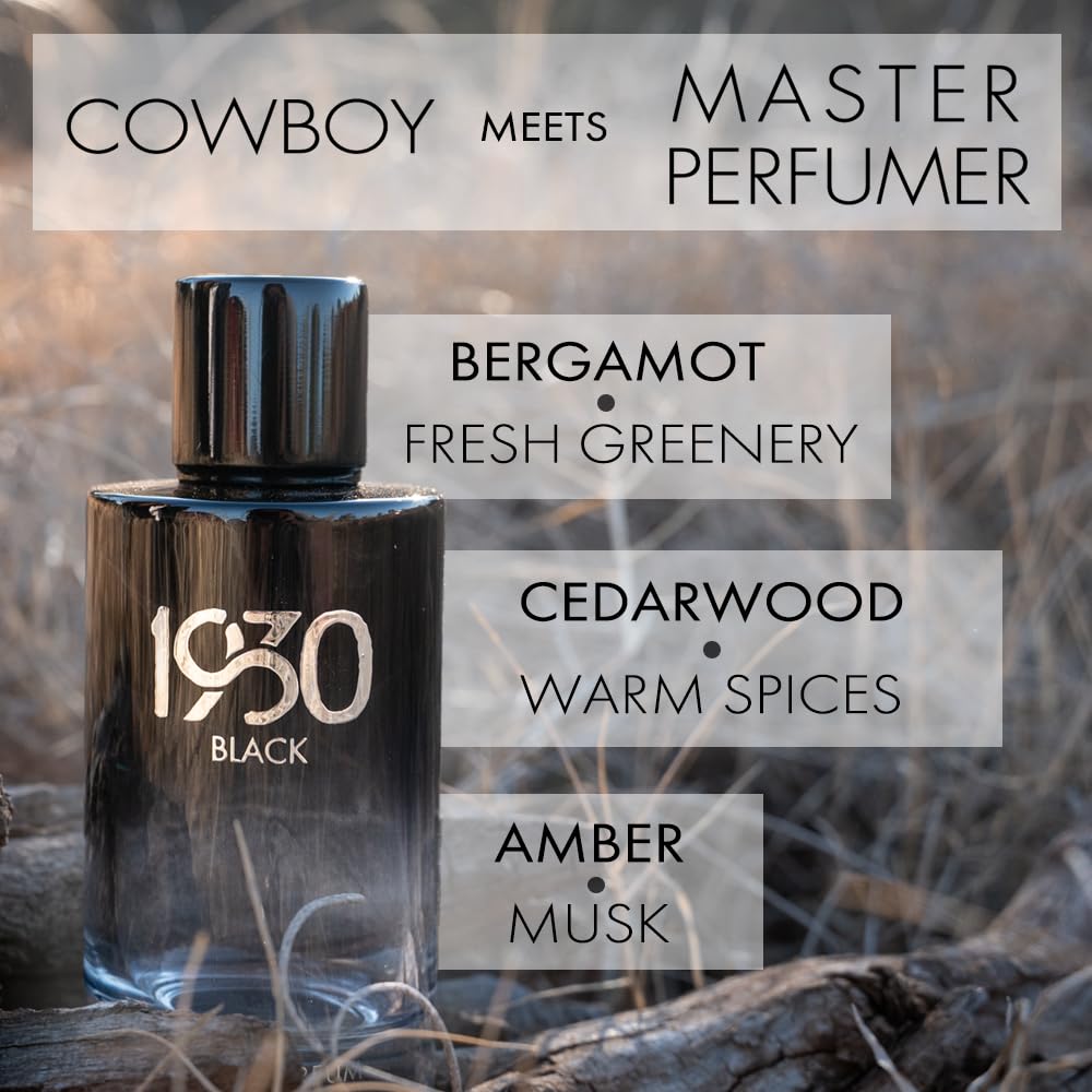 Men’s Black Cologne by STS Ranch, Bold & Rugged Fragrance with Bergamot, Cedarwood, Amber & Musk,Cowboy Cologne,Long-Lasting Masculine Woody Spicy Scent, 3 ml Tester