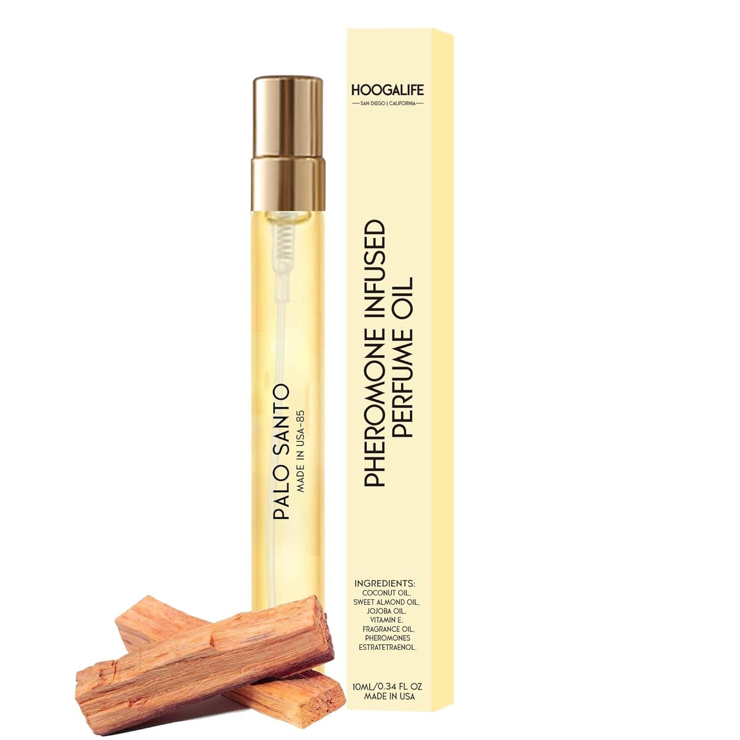 HoogaLife Pheromone Cologne for Men, Advanced Fragrance Pheromones Perfumes for Women, Palo Santo Scent, Pheromone Perfume Oil Spray, Travel Size Perfume 0.34 fl. oz. Made in USA