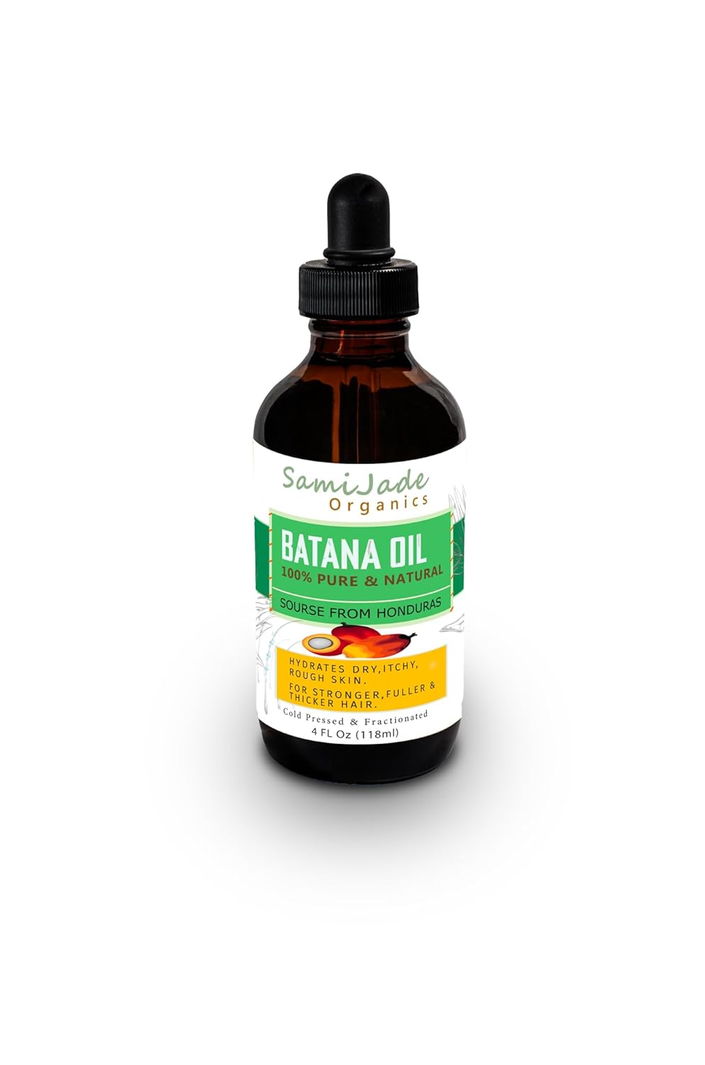 Batana Oil for Hair Growth, Cold-Pressed Organic 100% Pure & Natural Sourced from Honduras - For Thicker & Stronger Hair for Men & Women (4 FL OZ)