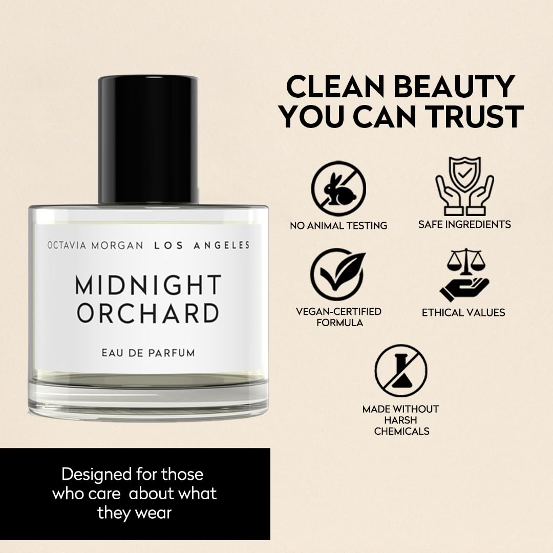 OCTAVIA MORGAN Midnight Orchard Eau De Parfum- Travel Perfume with Lush Peach, Golden Apricot & Smooth Sandalwood for a Fruity-Woody Signature- Graceful Fragrance Designed to Captivate All Day - 50ML
