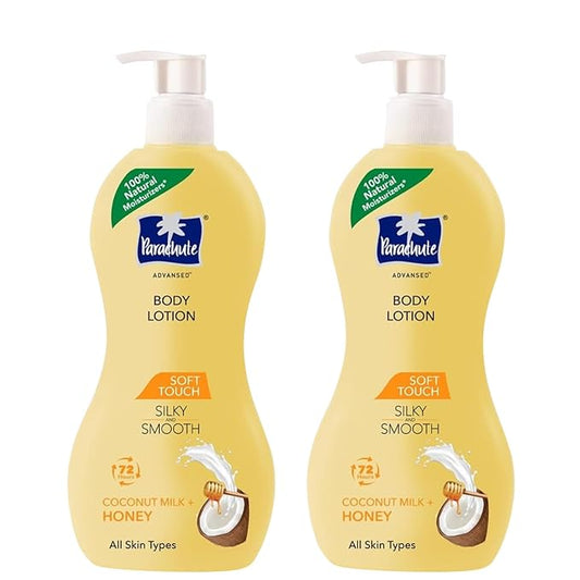 Parachute Advansed Soft Touch Body Lotion with Pure Coconut Milk & Honey |For Women & Men | All Skin types | 100% Natural, 72h Moisturisation | 13.5 Fl.oz. (Pack of 2)