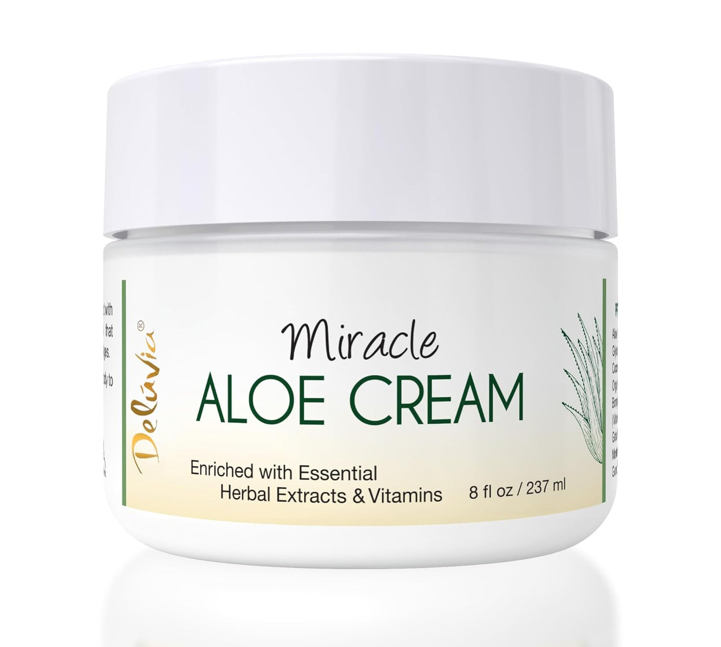 Deluvia Miracle Aloe Cream | Face & Body Moisturizer with Vitamin E & Organic Aloe Vera | Hydrating, Soothing for Dry Skin, Anti-Wrinkle, Acne Scars, Rosacea, Psoriasis, Eczema - 8 oz