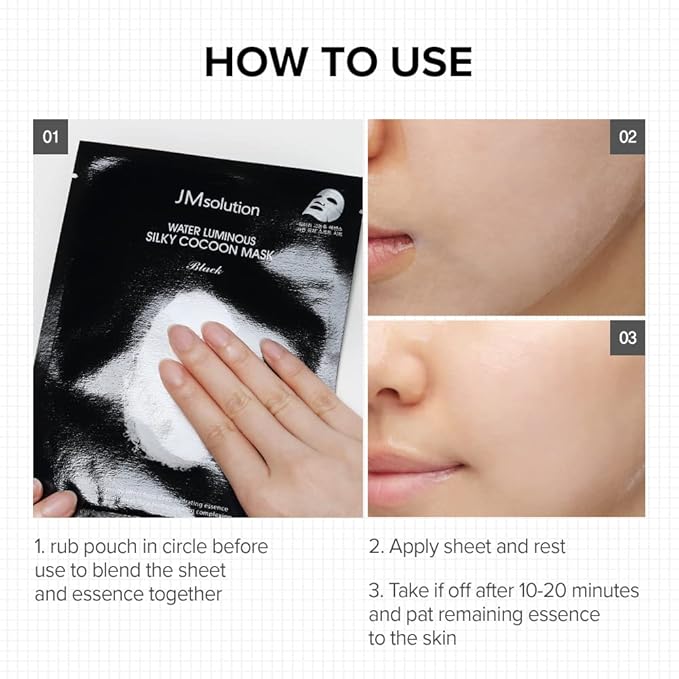 JM Solution Marine Luminous Pearl Deep Moisture 3 Step Skin Care Face Mask - Korean Skincare Facial Mask - boosting Brightening Moisturizing-10 Sheets for Dry Skin (Silky Cocoon)