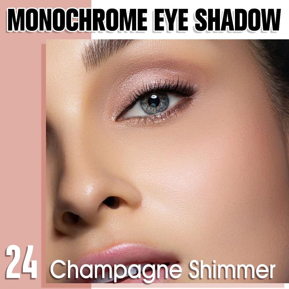 Champagne Shimmer Single Eye shadow Palette Makeup, Shimmer Sparkle Glitter Eyeshadow For Mature Women, Pigmented Waterproof Sombras Para Ojos, Vegan, Talc, Paraben&Cruelty Free, Girls Eyeshadows Gift